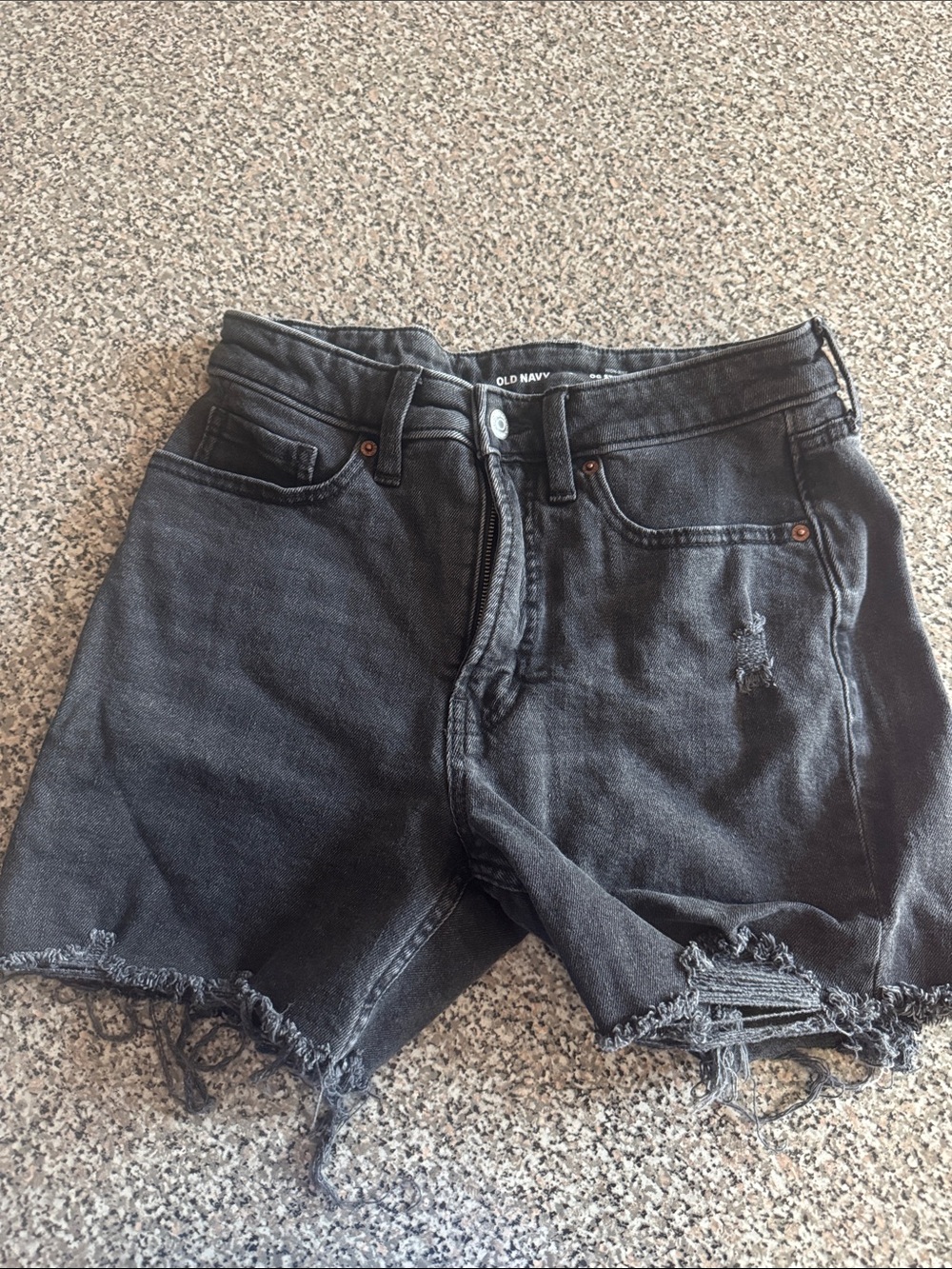 Old Navy Black Distressed Frayed Hem Denim Shorts